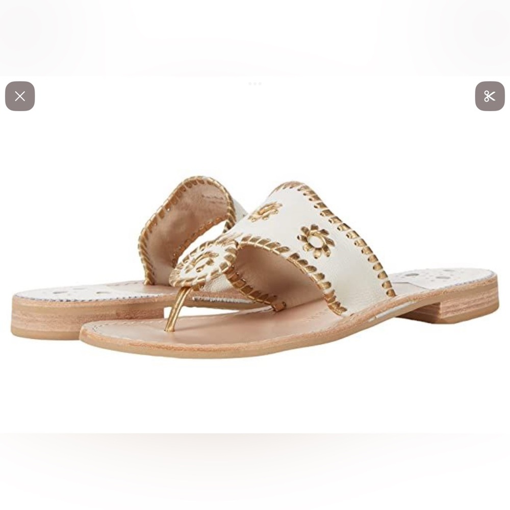 Jack Rogers White and Gold Sandals